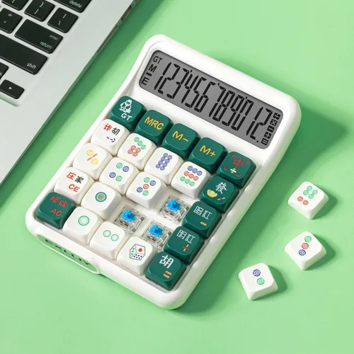 Miniatura 13 de Calculadora de Interruptor Mecánico, 10 Dígitos, Gran Pantalla LCD, Púrpura, Teclas Grandes, Estética