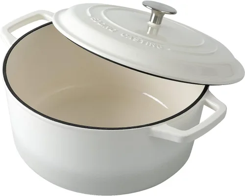 Miniatura 6 de EDGING CASTING Olla holandesa de hierro fundido esmaltado con tapa, horno holandés para hornear pan de masa madre, olla redonda, mango Dule de 7.5