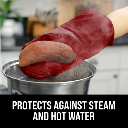 Miniatura 4 de HOMWE - Manopla de horno profesional de silicona, guantes con forro acolchado, agarraderas resistentes al calor, guantes flexibles para horno, 1