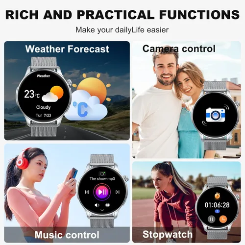 Miniatura 7 de Reloj Inteligente para Hombres y Mujeres Fitness: Realizar y Contestar Llamadas, Correr, Relojes Digitales para Hombres, Resistente al Agua, Reloj