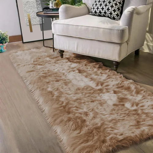 Miniatura 123 de Latepis - Tapete rectangular de piel sintética tipo lana de oveja suave, esponjosa y lavable para sala de estar, dormitorio, sala de juegos o Blanco