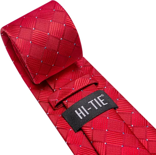 Miniatura 243 de Hi-Tie Corbata clásica de cachemira para hombre con pañuelo y gemelos a cuadros