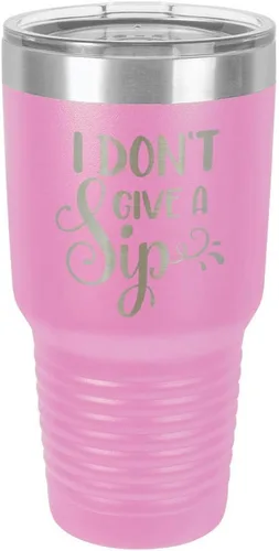 Miniatura 11 de Taza de viaje de acero con recubrimiento de polvo grabado con láser, con texto en inglés "I DON'T GIVE A SIP Engraved Tumbler", sin BPA