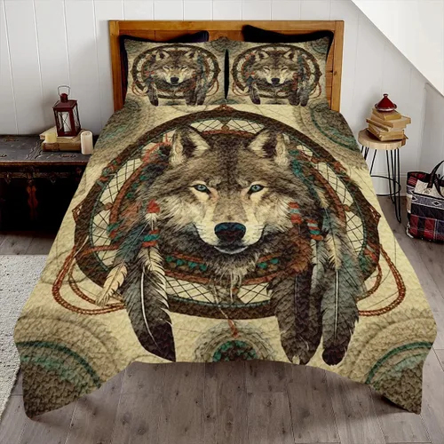 Miniatura 9 de Edredón de lobo personalizado, diseño nativo de ojos azules, tamaño matrimonial, juego de edredón de tamaño King, decoración para habitación