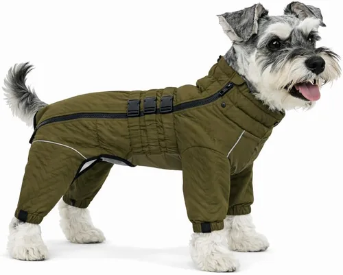 Miniatura 19 de Abrigo cálido para perros de doble capa, chaleco para perros, 4 patas cubiertas, resistente al viento, impermeable, reflectante, gris XS - L