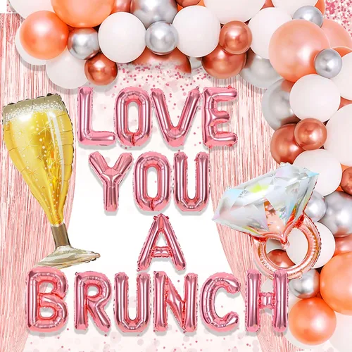 LaVenty Juego de 48 globos de oro rosa Love You a Brunch y decoración para despedida de soltera, fiesta