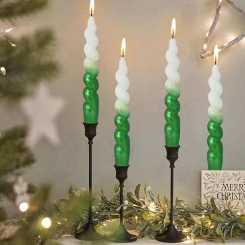 Miniatura 16 de Velas en espiral de Navidad, velas cónicas doradas, 10 pulgadas, sin perfume, para regalo de invierno, vacaciones, Navidad, decoración del hogar
