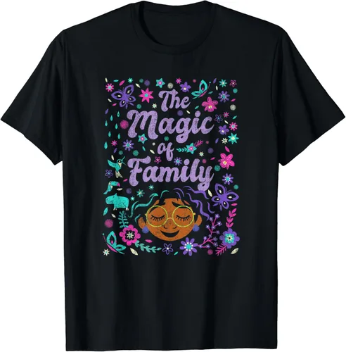 Disney Encanto Mirabel La magia de la familia - Camiseta con retrato floral, Negro, S