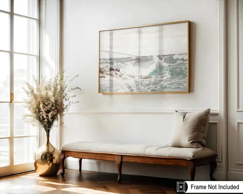 Miniatura 3 de Poster Master Póster vintage de pintura de olas oceánicas, impresión retro del océano, bellas artes, arte de paisaje marino, regalo para hombres