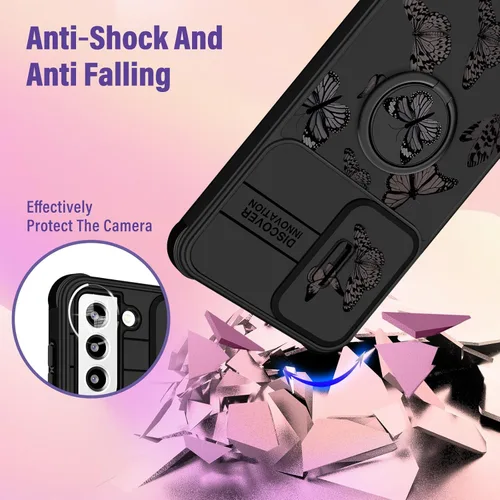 Miniatura 3 de Funermei para Samsung Galaxy S22 Plus Funda - Cubierta Linda de Mariposa para Mujeres y Niñas Diseño de Mariposa Negra Linda Kawaii con Funda