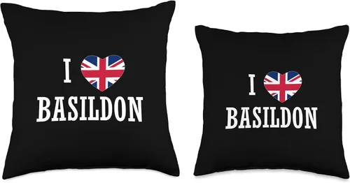 Miniatura 3 de I Love Basildon England Union Jack Flag Heart English Throw Pillow