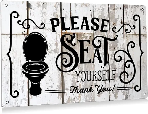 Miniatura 6 de BEASTZHENG Divertido letrero de metal con texto en inglés "Decir" para baño, decoración de pared, decoración del hogar, decoración del hogar