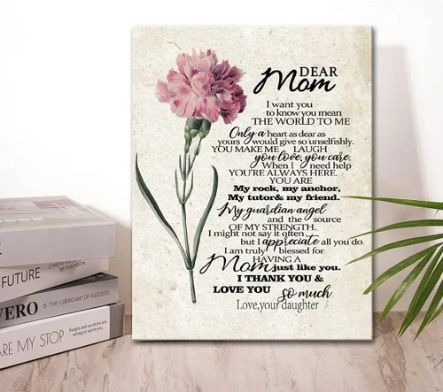 Miniatura 5 de Wailozco Decoración de pared para mamá, con texto en inglés "To Dear Mom", impresiones en lienzo enmarcadas, regalos para madre de hija