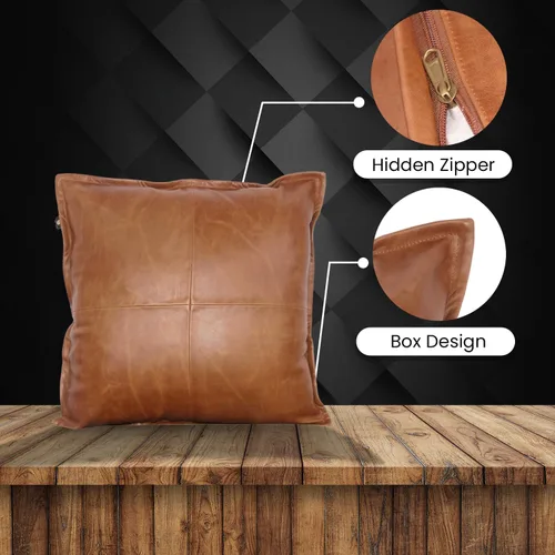Miniatura 4 de Funda de almohada de cuero de cordero 100% cuero de cordero – Funda de cojín para sofá – Fundas decorativas para sala de estar y dormitorio, cuero