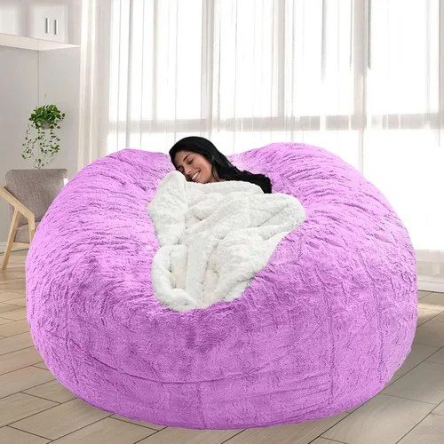 Miniatura 44 de Puf para adultos y niños sin relleno, sofá perezoso suave y redondo, funda de sofá de puf clásico, saco de amor para dormitorio, silla de lectura