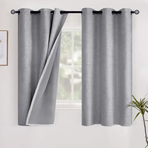 Miniatura 41 de YoungsTex - Cortinas opacas de lino para dormitorio, oscurecimiento de la habitación, cortinas con textura de lino, paneles con aislamiento térmico