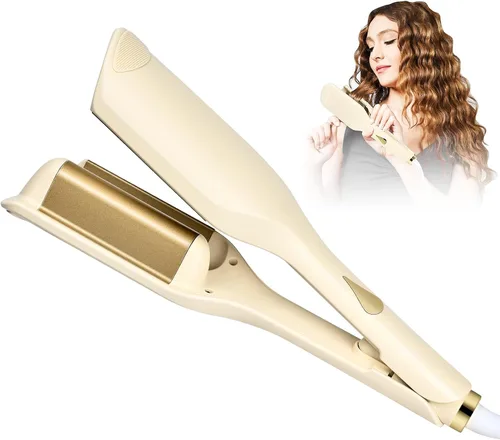 GREEN BREATH Rizador de pelo rizador – rizador ondulado de 1.25 pulgadas con rizador de pelo antiquemaduras, herramienta de rizador de pelo iónico