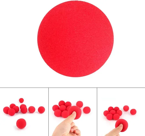 Miniatura 6 de Sonew Pelota de esponja, 10 bolas mágicas de esponja suave roja para accesorios de calle, truco clásico de comedia