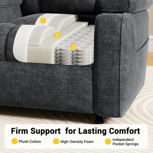 Miniatura 7 de AMADA HOMEFURNISHING Silla reclinable eléctrica para adultos, reclinable eléctrico de felpilla ajustable infinita con soporte para tazas, control
