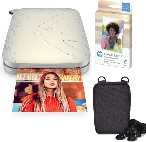 HP Sprocket Select - Impresora fotográfica instantánea portátil para dispositivos Android e iOS (Eclipse) Paquete de papel Zink