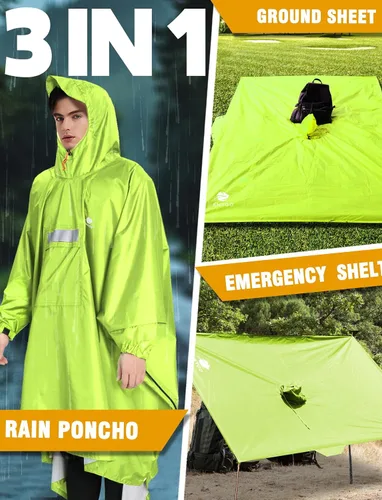 Miniatura 42 de ANYOO Poncho de lluvia con capucha para adultos, impermeable, ligero, para hombres y mujeres, chaqueta de lluvia reutilizable para emergencias al