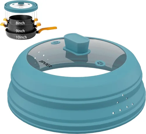 Miniatura 15 de Cubierta para salpicaduras de microondas, cubierta plegable de silicona para placa de microondas con vidrio para tapa protectora de salpicaduras