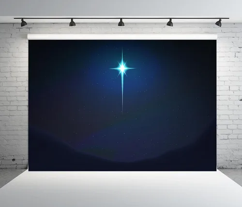 Miniatura 3 de BELECO Telón de fondo de tela de 5 x 3 pies, estrella de Navidad, cielo estrellado azul, belén, estrella de Belén, Jesús, fondo de nacimiento