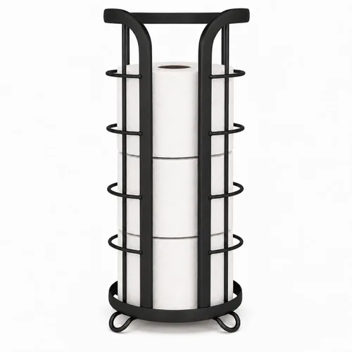 BROOKSTONE, Portarrollos de papel higiénico negro de tendencia, organizador de tejidos de baño independiente, solución de almacenamiento