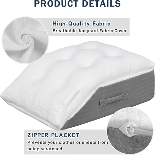 Miniatura 5 de baibu Almohada elevadora de piernas de espuma viscoelástica, almohada de soporte de diseño de doble capa patentada para elevar los pies para una