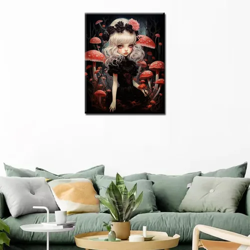 Miniatura 2 de Pintura por números para adultos, niños, principiantes, sin marco, exquisita muñeca en estilo oscuro, pintura por números sobre lienzo con pinceles