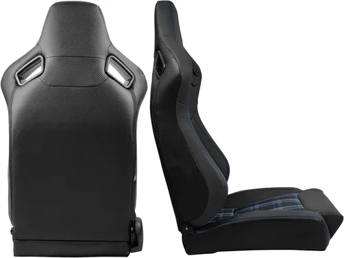Miniatura 4 de IKON MOTORSPORTS, Asientos universales para vehículos de carreras de microfibra de poliuretano + cuero de carbono, con deslizadores de doble