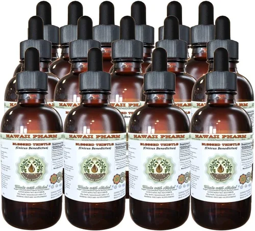 Miniatura 7 de Blessed Thistle Extracto líquido sin alcohol, cardo bendito orgánico (Cnicus benedictus) hoja seca, tallo orgánico y flor glicerita Hawaii Pharm