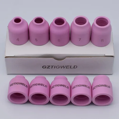 Miniatura 6 de 10 unids TIG lente gas alúmina boquilla cerámica taza 53n58 53n59 53n60 53n61 53n61s #4 #5 #6 # 7 #8 para la antorcha de soldadura TIG 9 20 25