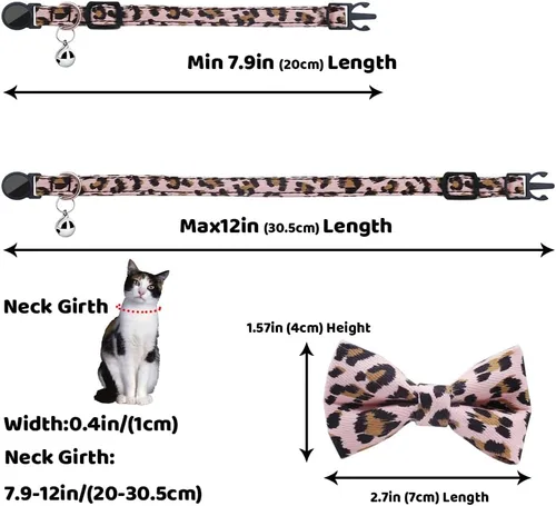 Miniatura 3 de Collares personalizados de gato con campana de lazo, liberación rápida, impresión HD, collares de gatito personalizados para niñas y niños