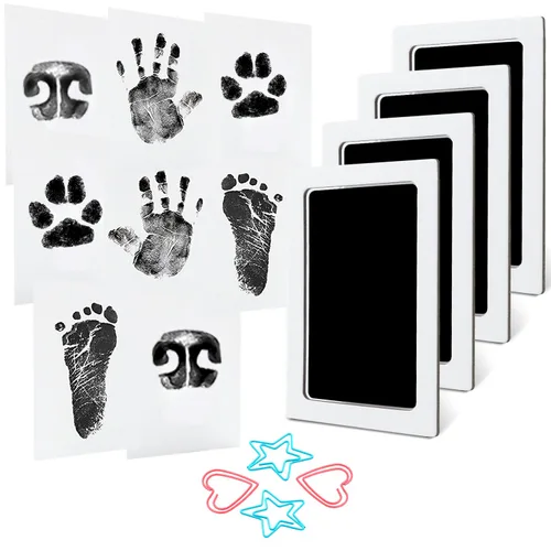Kit de 4 huellas y manos sin tinta para bebés, kit de huellas y huellas para perros, gatos, mascotas, almohadilla de tinta de tacto limpio para