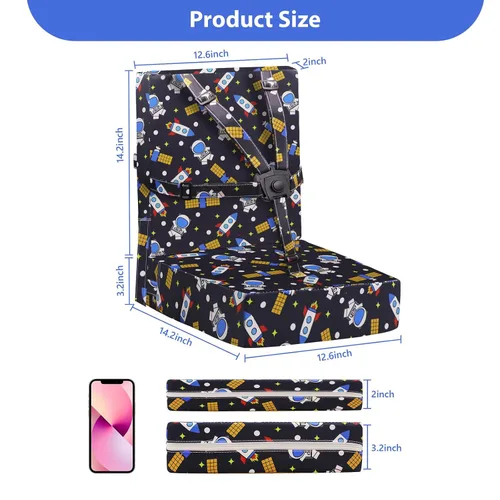Miniatura 5 de Asiento elevador para niños pequeños para mesa de comedor, hebilla de seguridad ajustable, asiento elevador para niños con respaldo, PU impermeable