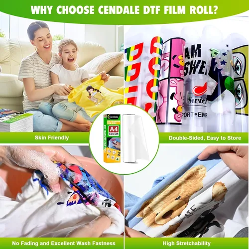Miniatura 6 de CenDale Rollo de película de transferencia DTF de 8.3 pulgadas x 328 pies - Rollo de película DTF A4 mate para impresora DTF, película de rollo DTF