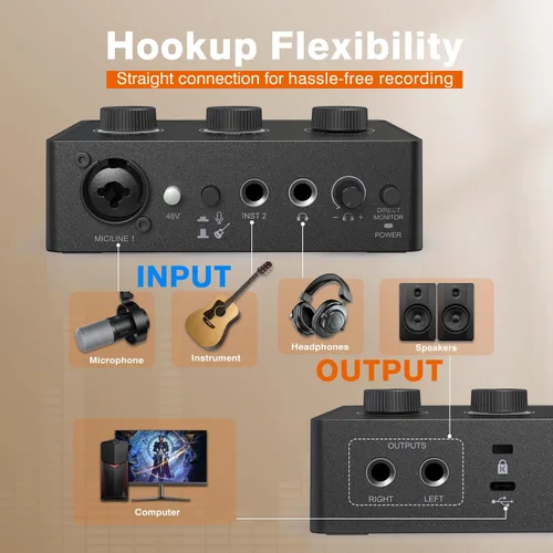 Miniatura 5 de FIFINE Mezclador de Audio para PC para Grabación de Música, Interfaz USB para Streaming y Podcasting con XLR, Monitor, Alimentación Fantasma 48V