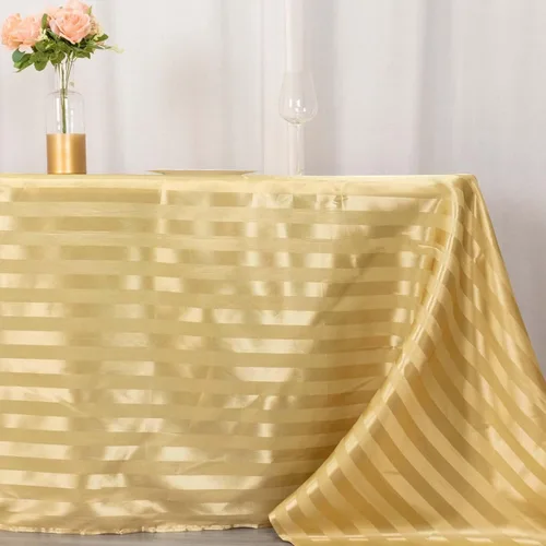 Miniatura 2 de Efavormart - Mantel redondo de satén a rayas blancas y negras de 120 pulgadas sin costuras para decoración de bodas, fiestas, eventos
