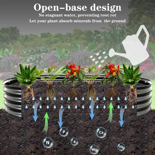 Miniatura 4 de Cama de jardín elevada, 4 x 2 x 1 pies, cama elevada de metal para exteriores, cama elevada de metal para verduras, flores, hierbas