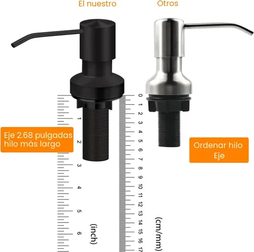 Miniatura 2 de Dispensador de jabón para fregadero de cocina, dispensador de jabón integrado para fregadero de encimera con kit de tubo de extensión de 47