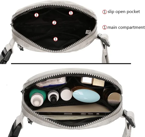 Miniatura 3 de Uromee Riñoneras para mujer, bolsa cruzada para cinturón de moda, ligera, para viajes, correr, senderismo, correa ajustable, 0235 Gris Claro