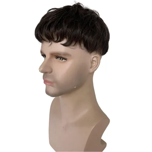 Miniatura 3 de Voloria Sistemas europeos de reemplazo de cabello humano virgen tupé para hombres, encaje suizo suave frontal mono encaje superior grueso PU