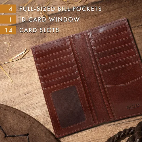 Miniatura 3 de ELIZO Carteras largas para hombre, Bourbon, Cartera larga