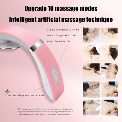 Miniatura 3 de FUTURAX PulseX Masajeador de cuello, masajeador de cuello con calor, 10 ajustes y 16 niveles de fuerza, compacto y apto para viajes, ideal