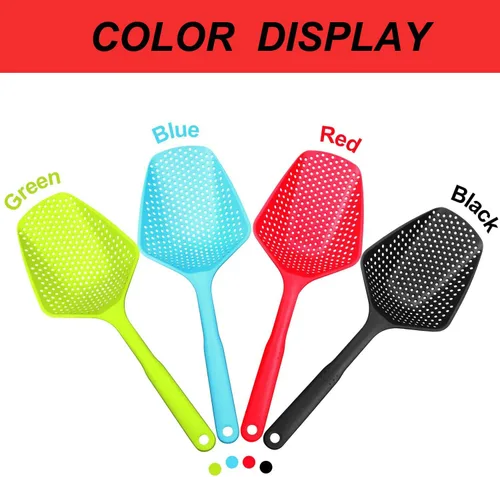 Miniatura 6 de Colador de nailon para cocina, cuchara espumadera con mango largo, coladores de pala de drenaje, palas con fugas de agua, coladores de pala