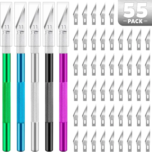 Miniatura 8 de Cuchillo Exacto, 1 cuchillo de manualidades con 10 cuchillas de acero de alto carbono, cuchillos afilados para manualidades, precisión, exacción