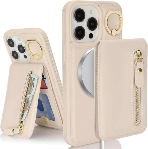 Miniatura 36 de para iPhone 14 Funda con soporte magnético Magsafe compatible, llavero de cuero PU plegable con soporte desmontable, funda tipo cartera 2-en-1