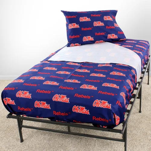 Miniatura 2 de College Covers Everything Comfy Mississippi Rebels - Juego de sábanas de 4 piezas tamaño King, fondo de color del equipo, 1 sábana encimera, 1
