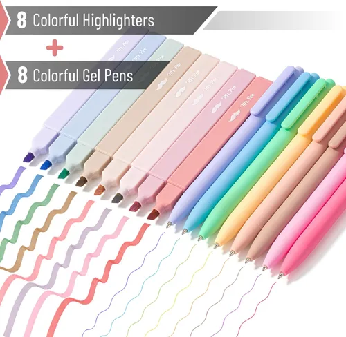 Miniatura 2 de Mr. Pen Paquete de 16 bolígrafos de gel de colores estéticos y 200 hojas de pestañas adhesivas - Resaltadores sin sangrado para páginas de la Biblia